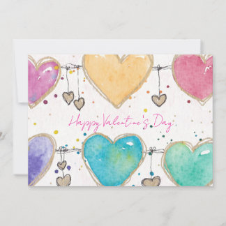 Patterned Hearts Valentine Notecard Invitation Einladung