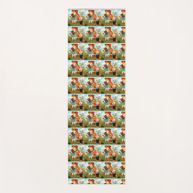 Patterned image of cartoon characters in a forest  yogamatte (Vorderseite)