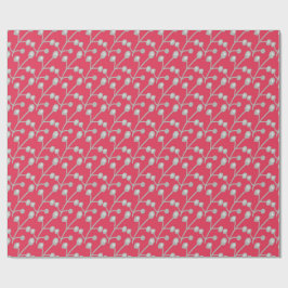 Patterned Silver-Grey Foliage on Bright Pink Red Geschenkpapier