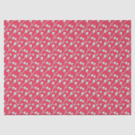 Patterned Silver-Grey Foliage on Bright Pink Red Seidenpapier