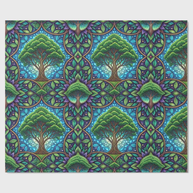 Patterned wrapping paper with vibrant green geschenkpapier (Flach)