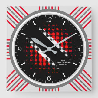 Patternflagge Trinidad und Tobago Dot und Grau Edg Quadratische Wanduhr