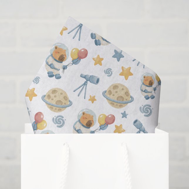 Patternpapier Capybara Astronaut Seidenpapier (Geschenktüte)