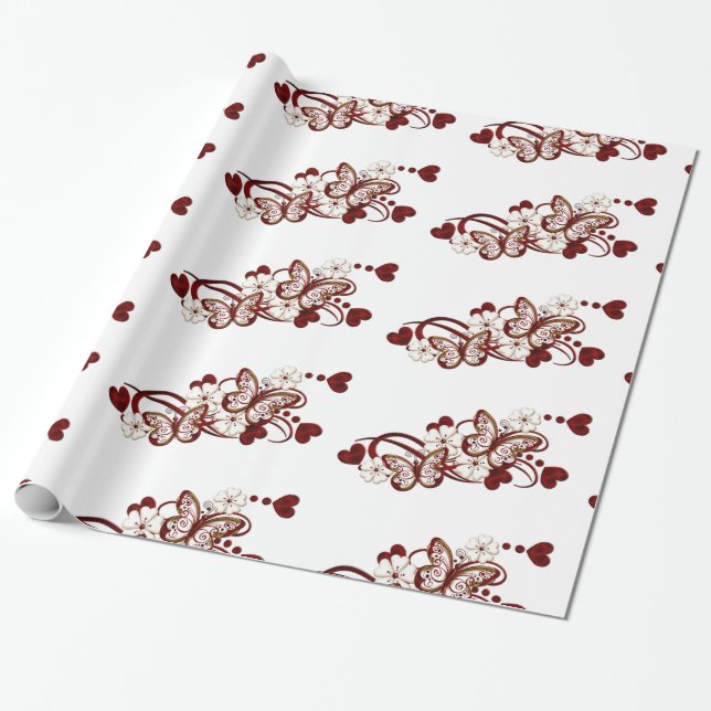 Patternpapier für Rotherz-Schmetterlinge Geschenkpapier (Ungerollt)