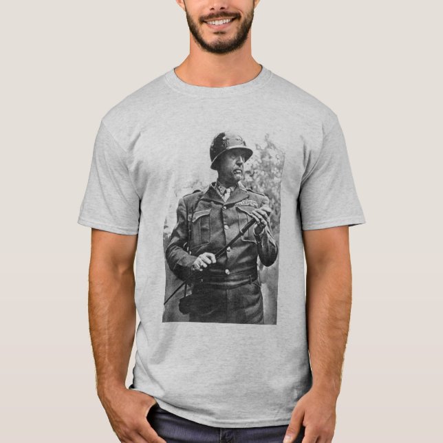 Patton und Zitat - Grau T-Shirt (Vorderseite)