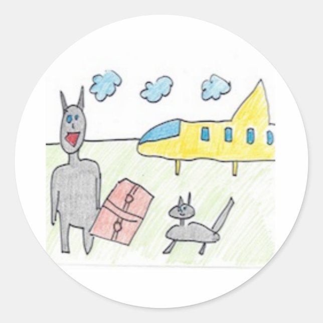 Patty Die schwarze Katze bekommt einen Besucher Runder Aufkleber (Vorderseite)