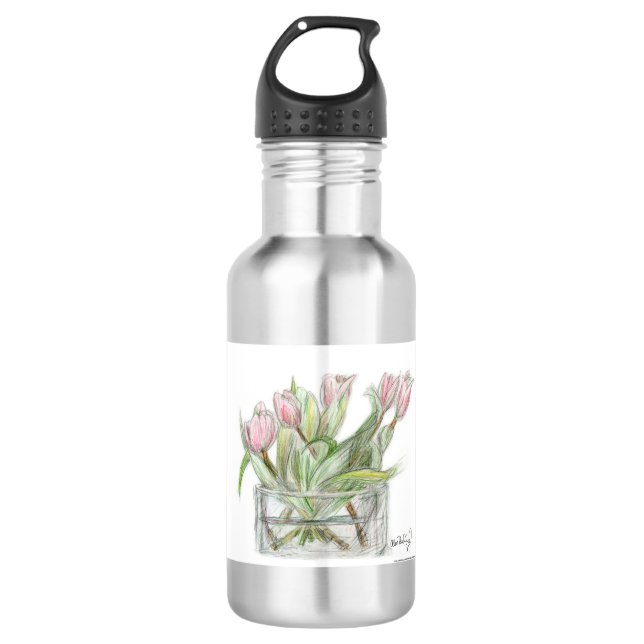 PAU58 Blume 1.tif Edelstahlflasche (Vorderseite)