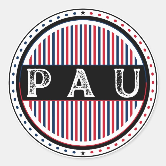 Pau City Pride Emblem – French Identity Runder Aufkleber (Vorderseite)