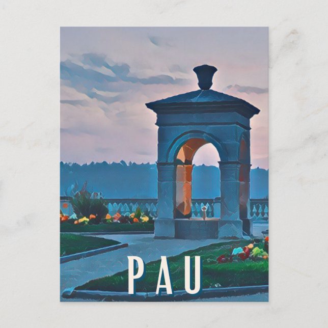 Pau Foto Vintage Postkarte (Vorderseite)