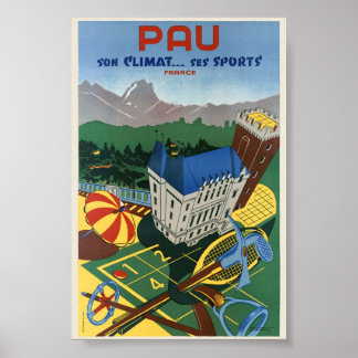 Pau sein Klima... seine Sportarten Vintage Poster