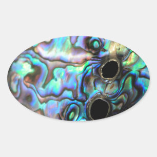 Paua abalone blue and green shell detail ovaler aufkleber