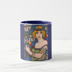 Paul Berthon - Lady mit Orchids Tasse