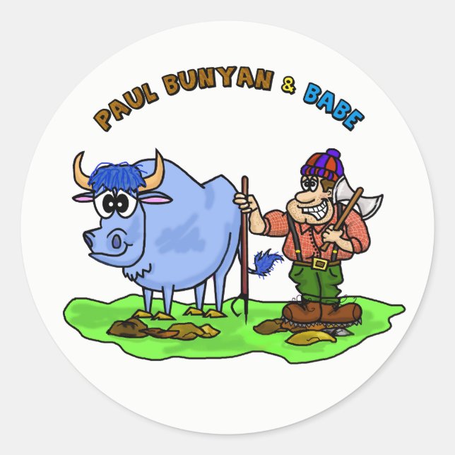 Paul Bunyan & Babe The Blue Ox Stickers (Vorderseite)