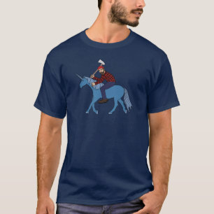 Paul Bunyan, der blaues Einhorn reitet T-Shirt