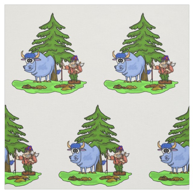 Paul Bunyan (rasiert) und blaues Stoff (Muster)