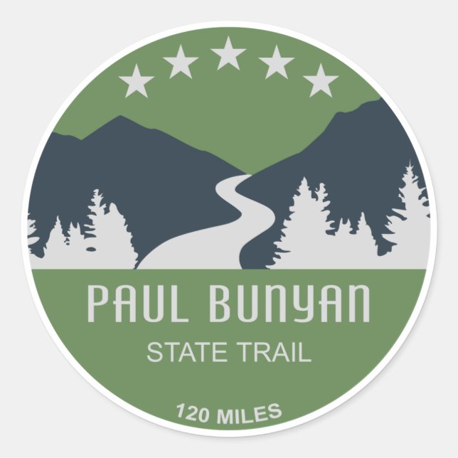 Paul Bunyan Staat Trail Runder Aufkleber (Vorderseite)