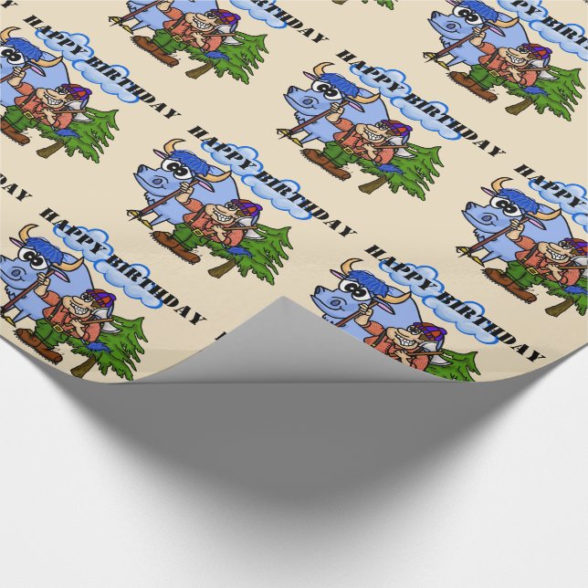 Paul Bunyan und Baby die blaue Geschenkpapier (Ecke)