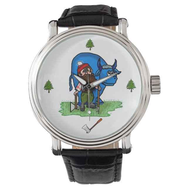 Paul Bunyan Watch mit Bäumen und Ax Armbanduhr (Vorderseite)
