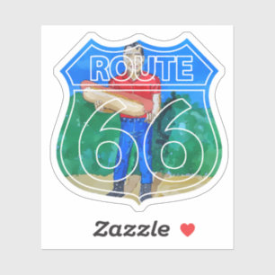 Paul Bunyon Hot Dog Mann auf Route 66 Aufkleber