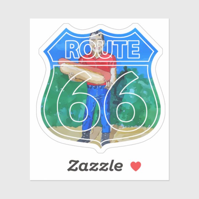 Paul Bunyon Hot Dog Mann auf Route 66 Aufkleber (Blatt)