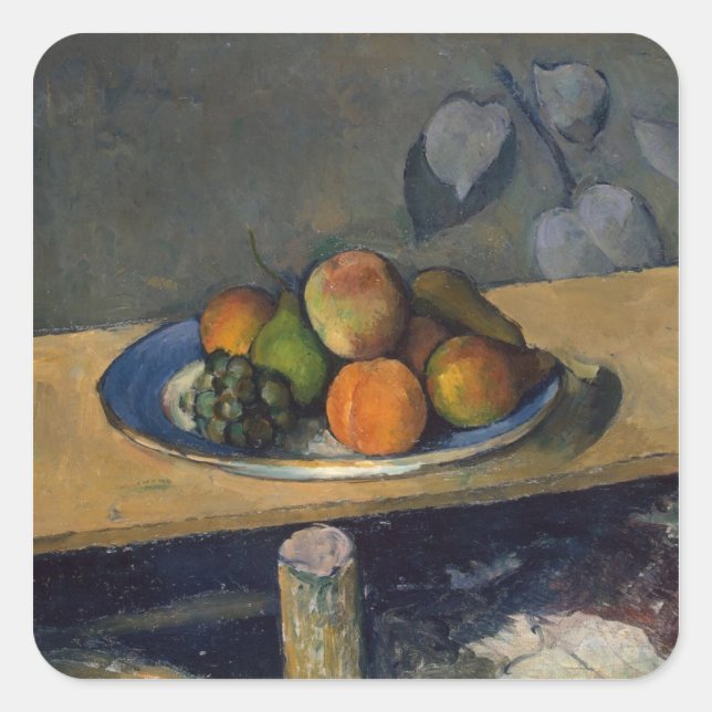Paul Cezanne | Äpfel, Birnen und Trauben, c.1879 Quadratischer Aufkleber (Vorderseite)