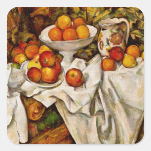 Paul Cezanne Äpfel Orangen Druck Impressionismus Quadratischer Aufkleber