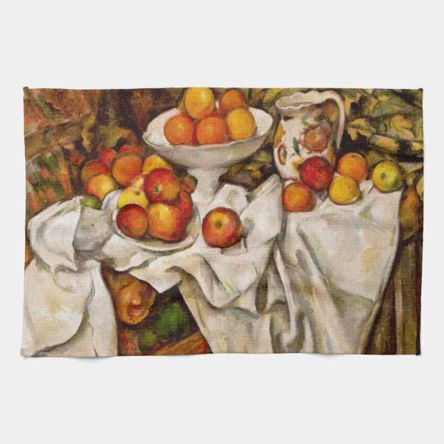 Paul Cezanne Apples Orange Impressionismus Geschirrtuch (Horizontal)