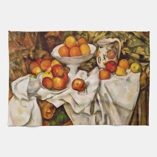 Paul Cezanne Apples Orange Impressionismus Geschirrtuch (Horizontal)