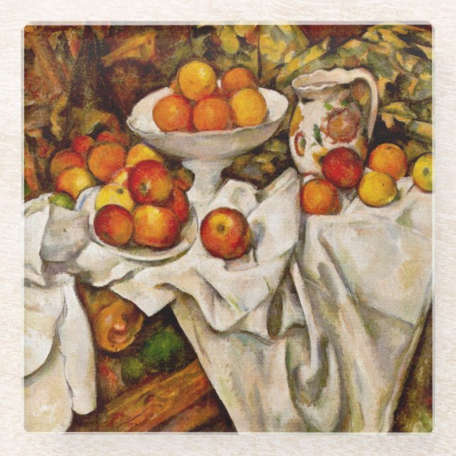 Paul Cezanne Apples Orange Impressionismus Glasuntersetzer (Vorderseite)