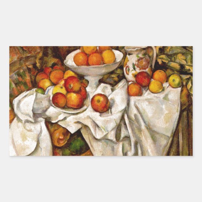 Paul Cezanne Apples Orange Impressionismus Rechteckiger Aufkleber (Vorderseite)
