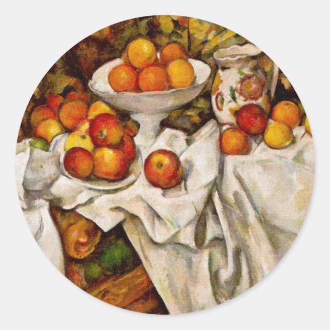 Paul Cezanne Apples Orange Impressionismus Runder Aufkleber (Vorderseite)