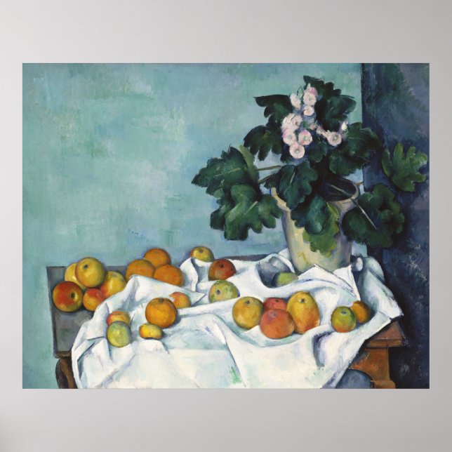 Paul Cézanne Apples und ein Pot von Primroses Poster (Vorne)
