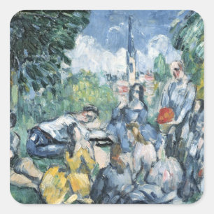Paul Cezanne   Dejeuner sur l'herbe, 1876-77 Quadratischer Aufkleber