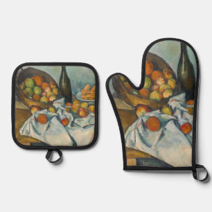 Paul Cezanne - Der Apfelkorb Ofenhandschuh & Topflappen-Set