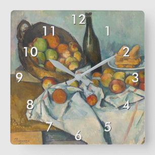 Paul Cezanne - Der Korb der Äpfel Quadratische Wanduhr