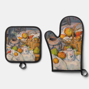 Paul Cezanne - Der Küchentisch Ofenhandschuh & Topflappen-Set