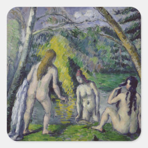 Paul Cezanne die drei Badegäste, c.1879-82 Quadratischer Aufkleber