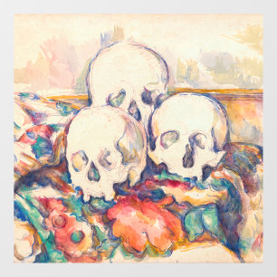 Paul Cezanne - Die drei Totenkopf-Aquarell Fensteraufkleber