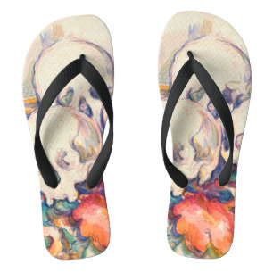 Paul Cezanne - Die drei Totenkopf-Aquarell Flip Flops