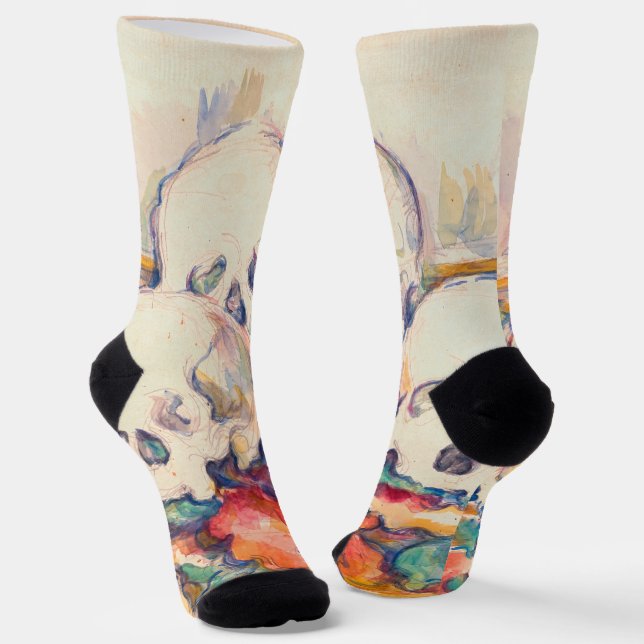 Paul Cezanne - Die drei Wasserfarben des Schädels Socken (Gewinkelt)