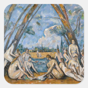 Paul Cezanne - Die großen Badenden Quadratischer Aufkleber