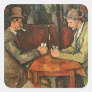 Paul Cezanne die Kartenspieler, 1893-96 Quadratischer Aufkleber
