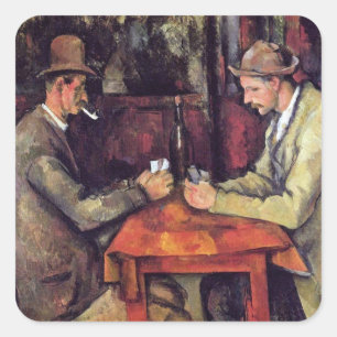 Paul Cezanne - Die Kartenspieler Kunstgemälde Quadratischer Aufkleber