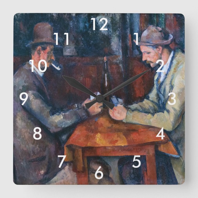 Paul Cezanne - Die Kartenspieler Quadratische Wanduhr (Vorderseite)