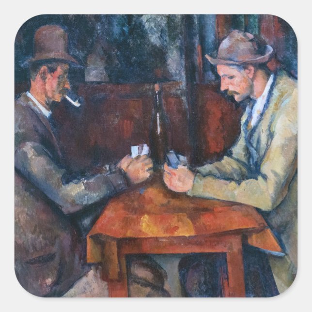 Paul Cezanne - Die Kartenspieler Quadratischer Aufkleber (Vorderseite)