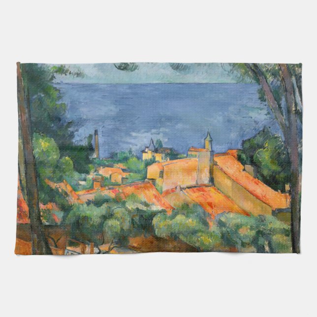 Paul Cezanne - Estaque mit Roten Roofs Geschirrtuch (Horizontal)