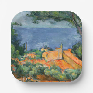 Paul Cezanne - Estaque mit Roten Roofs Pappteller