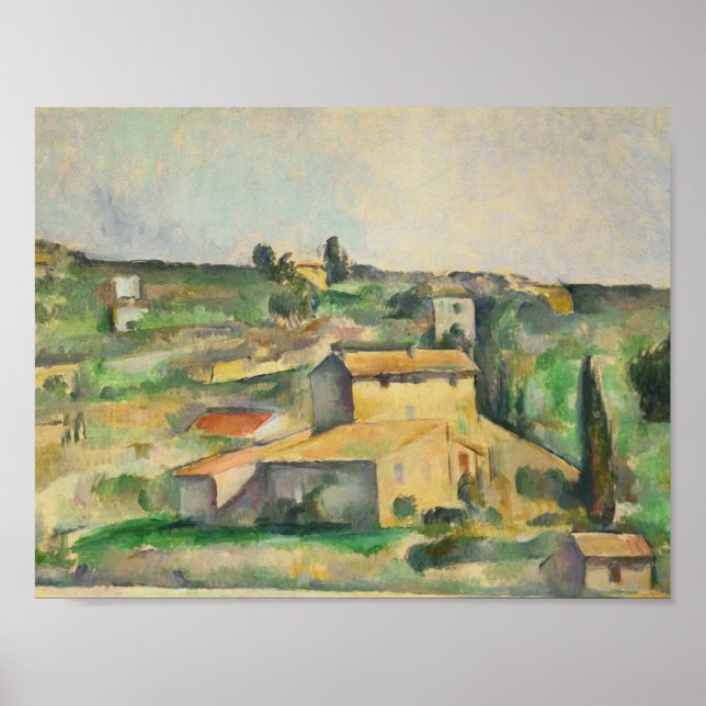 Paul Cezanne - Felder bei Bellevue Poster (Vorne)