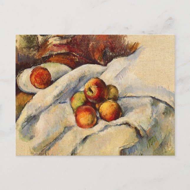Paul Cezanne Gemälde, Äpfel auf einem Blatt Postka Postkarte (Vorderseite)