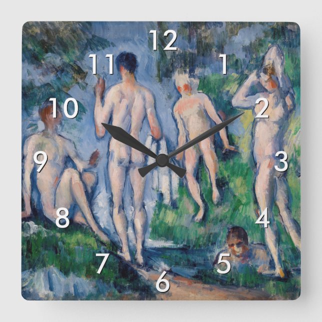 Paul Cezanne - Gruppe der Bathers Quadratische Wanduhr (Vorderseite)